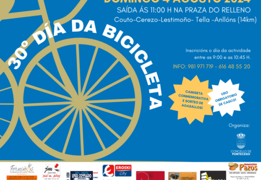 O Concello de Ponteceso celebra o 4 de agosto a XXX edición do Día da Bicicleta
